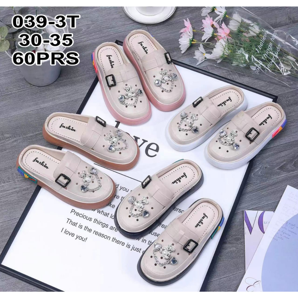 Sandal Mules Anak Perempuan Platform Love Bear Silver Winola Colection WNL 039-3