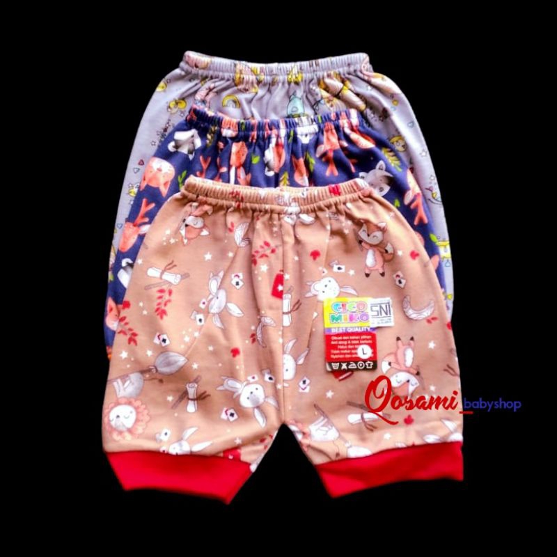 CIKO MIKO 3 pcs Celana Pendek Bayi Motif Uk M, L SNI