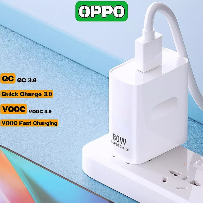 Charger Oppo 80W SUPER VOOC Micro USB &amp; Type C Fast Charging Original