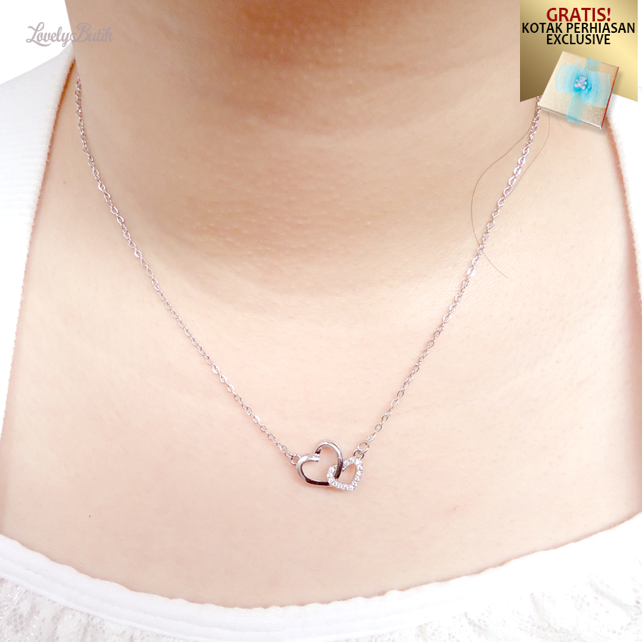 Kalung Titanium Wanita Anti Karat Model Koye Love Korea Terbaru K4y - Lovelybutik