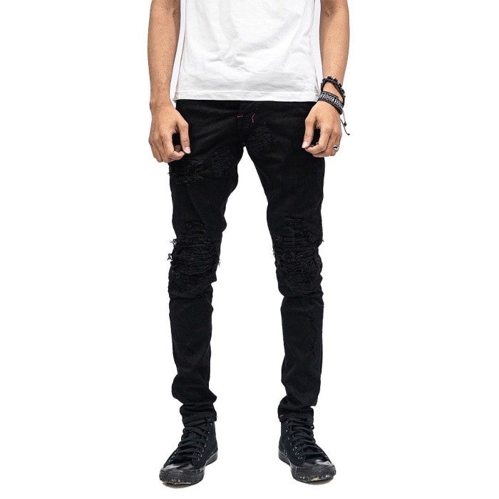 Denimitup M1 Tri Biker Jeans Dark Black