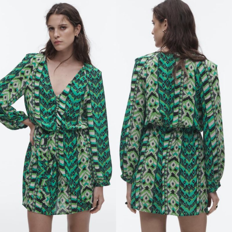 Green Retro Pattern Mini Dress  70347 (SALE)