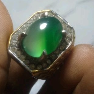 BIG SIZE NATURAL GREEN CHALCEDONY KALSEDON ASLI ALAM BUKAN SINTHETIC 100% ORIGINAL EMBAN CINCIN TITA