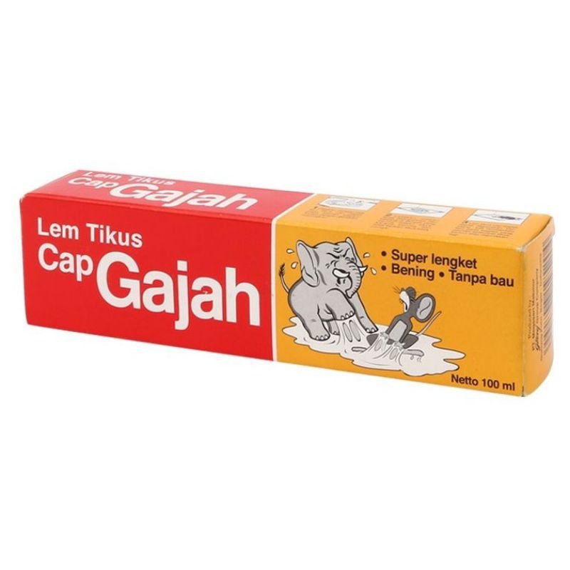LEM TIKUS CAP GAJAH ODOL TUBE 100ML ORIGINAL SUPER LENGKET BENING TANPA BAU