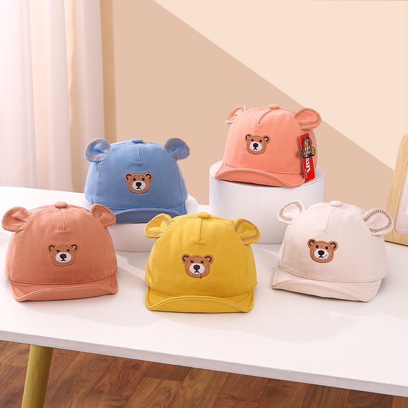 9-24 bulan Topi Import Anak Balita Model Bear Stitches