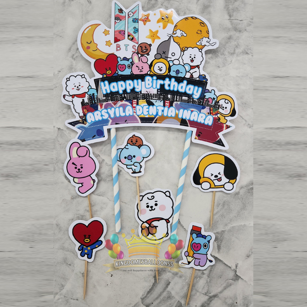 Topper Cake Custom Nama Mewah Bt21 || BTS Army