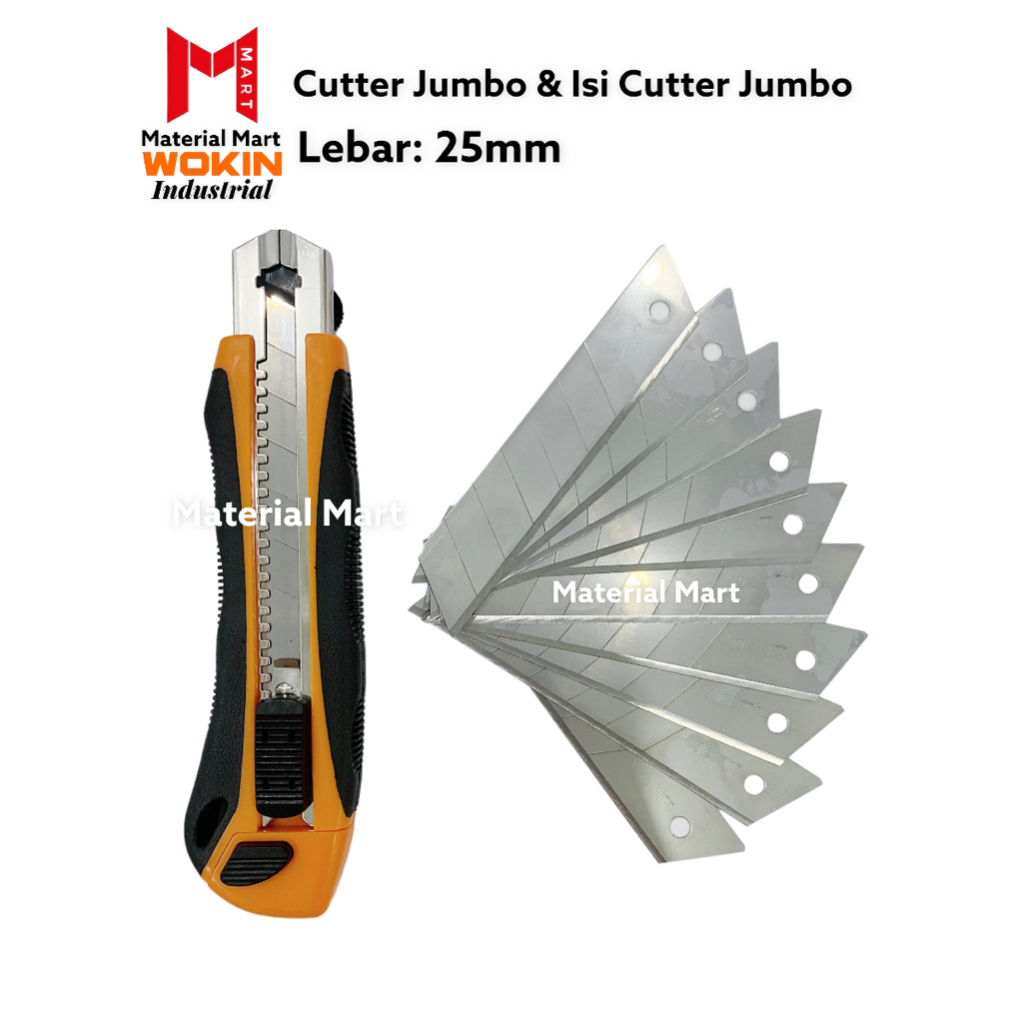 Pisau Cutter Wokin 25mm Besar | Isi Cutter 25 mm Jumbo | Refill Cutter Wokin Besar | Utility Cutter Wokin Jumbo | Alat Pemotong Kertas Besar | Material Mart