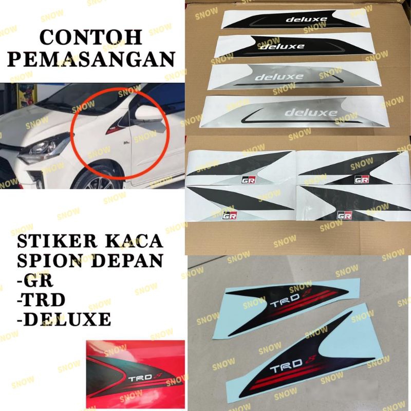 Stiker Depan Spion Sticker Mobil Universal TRD GR Deluxe Hitam Silver Agya Ayla Avanza Xenia Rush Terios Innova Pajero Fortuner Ertiga Hrv Brv Wrv Apv Spin Swift