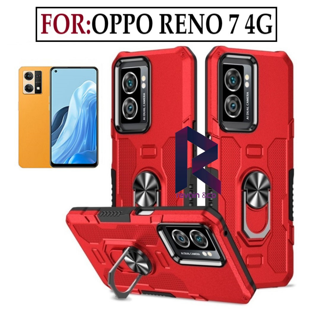 Case Armor OPPO RENO 7 4G Iring Cincin Magnetic Kesing Hp Protect kamera Premium Hard Case Standing Robot Pelindung Kamera