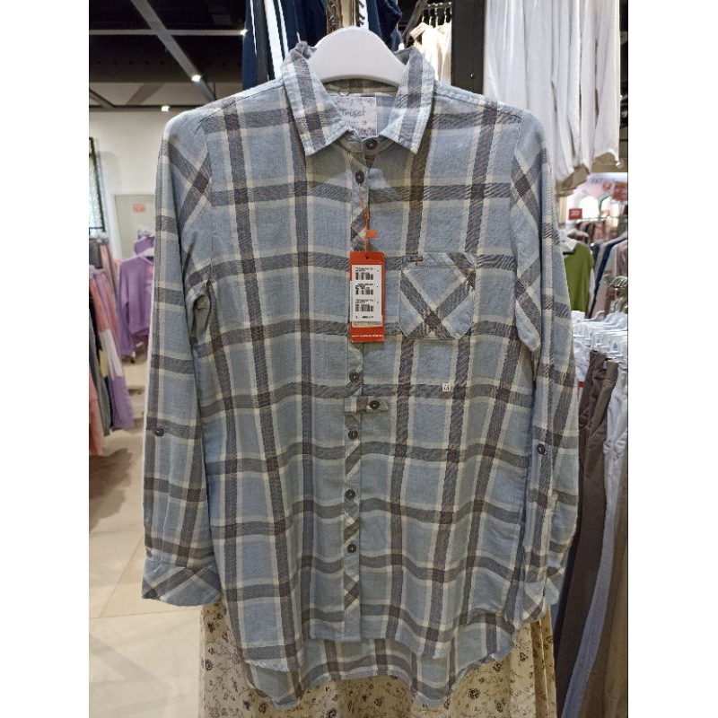 triset kemeja wanita motif kotak