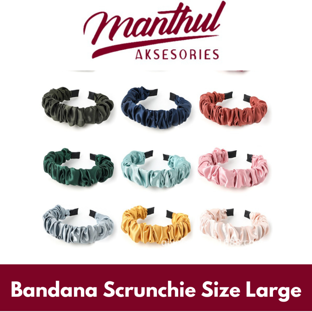 Bando Bandana Scrunchie Size Large satin korean premium quality - Random