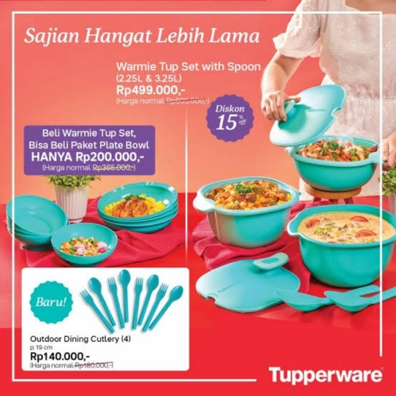 SPECIAL PRICE  Tupperware Warmie Tup Set Double Wall With Spoon , Bowl & Cutlery Set // Microwaveabl