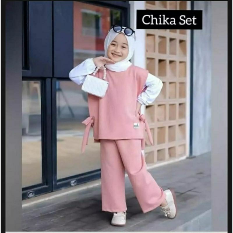 SETELAN ANAK BAJU MUSLIM ANAK CHIKA SET 3 IN1 USIA 3-12 TAHUN BAJU MUSLIM ANAK PEREMPUAN SETELAN MUSLIM ANAK PAKAIAN ANAK PEREMPUAN STELAN ANAK SETELAN ANAK PEREMPUAN