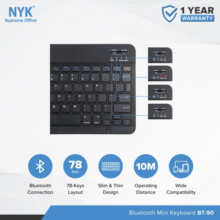 Keyboard Bluetooth Mini NYK BT 90 WIRELESS KEYBOARD