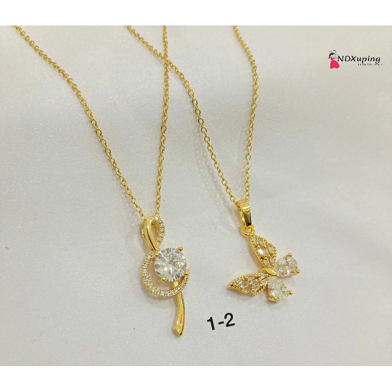 Kalung Rantai Tipis Kupu Diamond Cantik Dan Simple Titanium Fashion N13042305