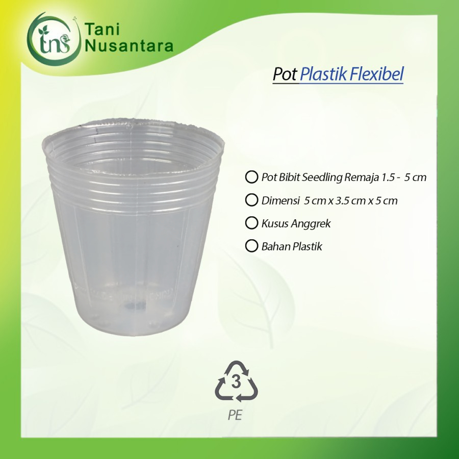Pot plastik fleksibel cup anggrek Pot bibit anggrek remaja ukuran 1.5 - 5cm