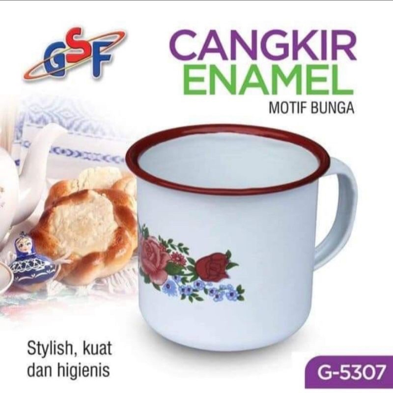 Mug Enamel Kembang jadul