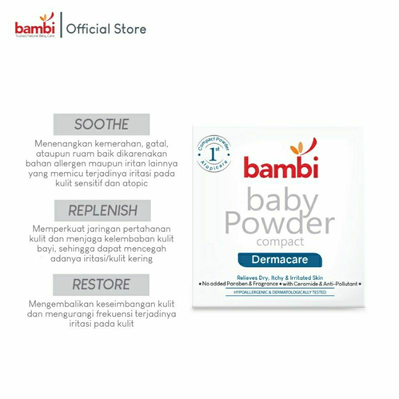 Bambi Baby Powder Compact Dermacare - 40g