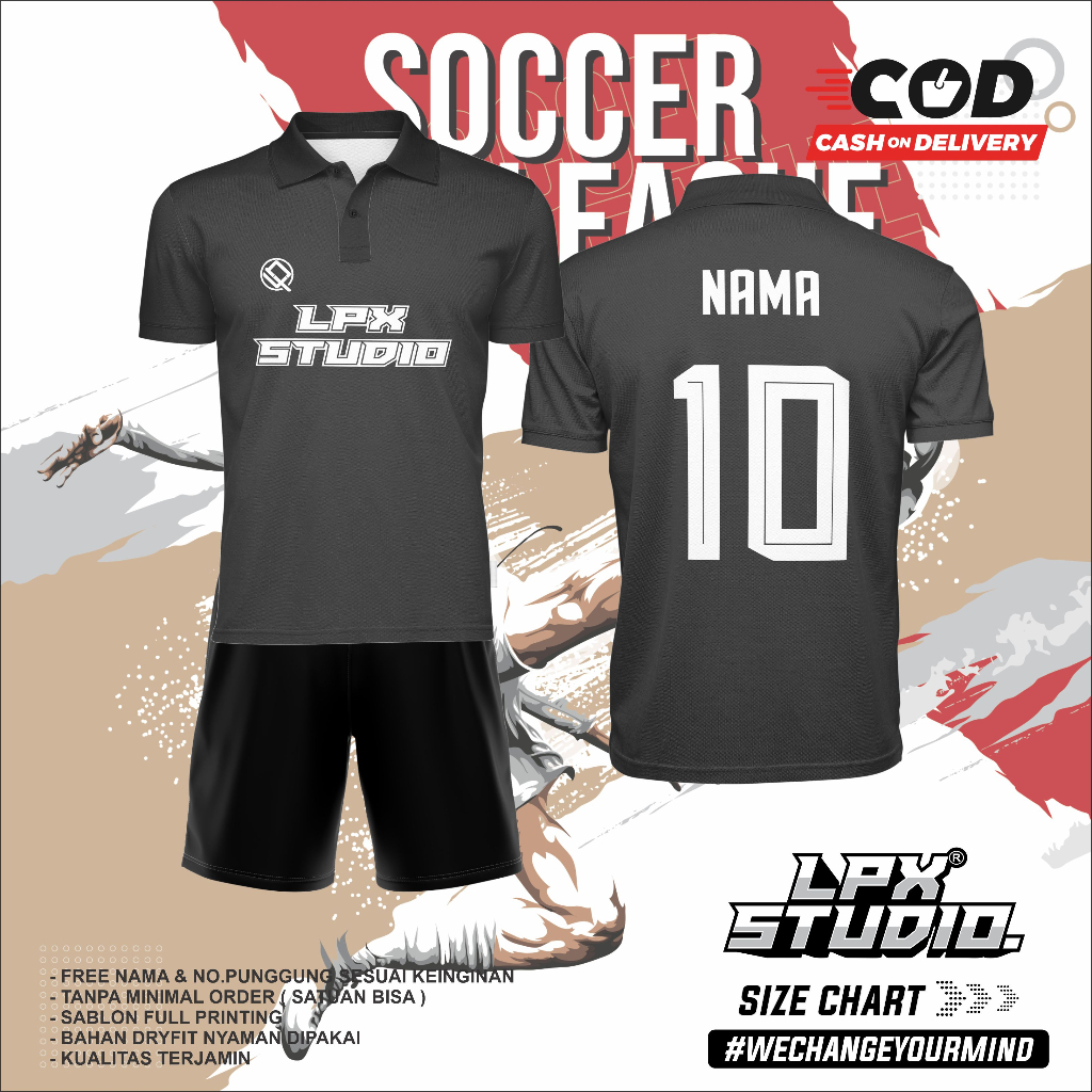 Jersey Kasual Sablon Black  Polo Custom Edtion