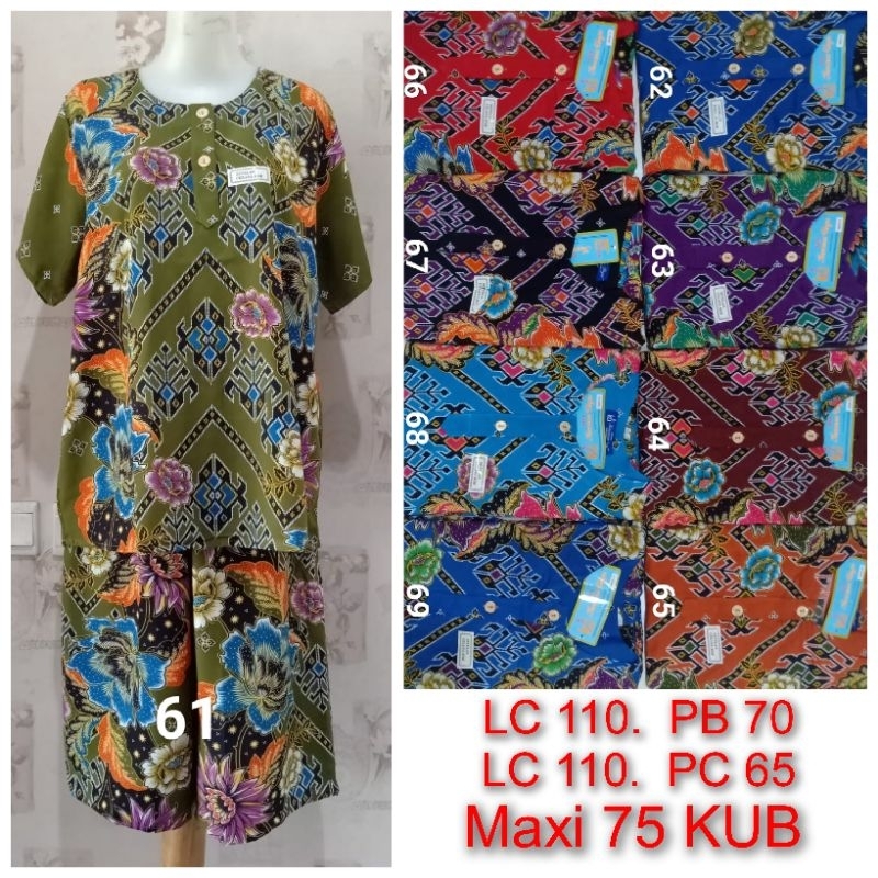 Setelan Kulot Maxi 75 Kencana Ungu Label Biru LD 110cm