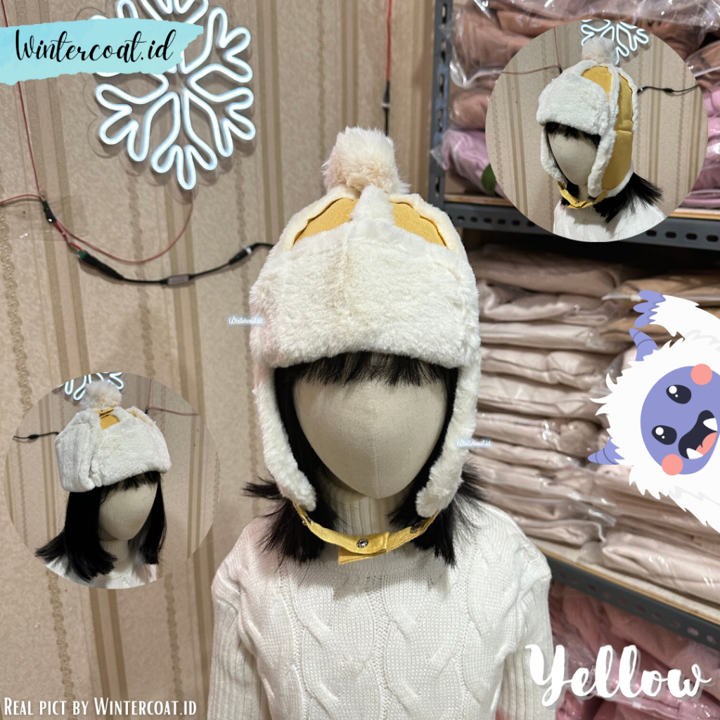 Topi musim dingin anak hangat ushanka kids winter mask detective conan hat import russia earflap