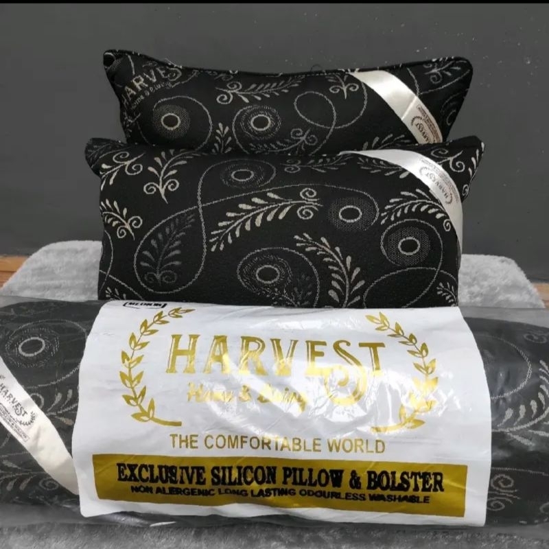 [3in1 JUMBO] PAKET ISI 2 BANTAL &amp; 1 GULING HARVEST ORIGINAL PUTIH/ GOLDEN BLACK HITAM SIZE JUMBO 1.100 GRAM/ MEDIUM 850 GRAM