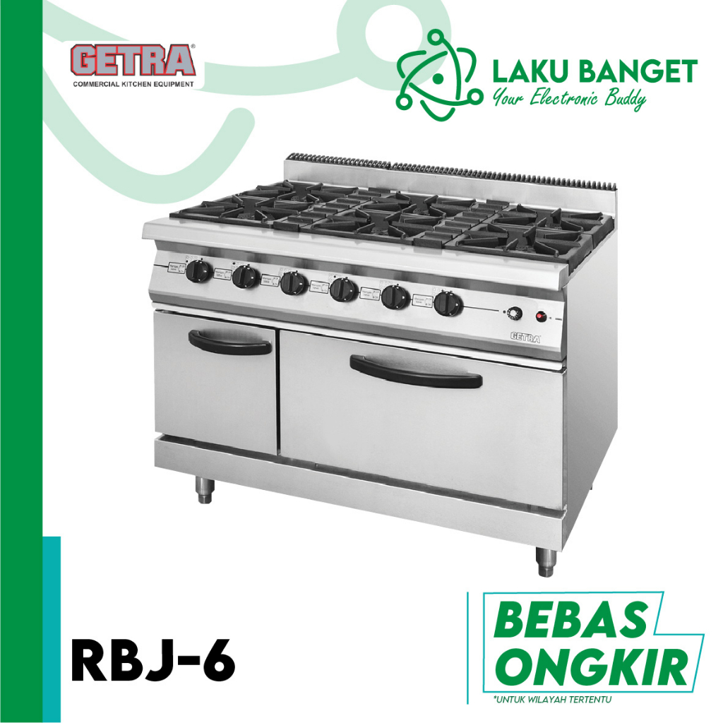 Getra Gas Open Burner with Oven RBJ 6 / Kompor Gas 6 Tungku dengan Oven Getra RBJ 6 / Kompor Gas + O