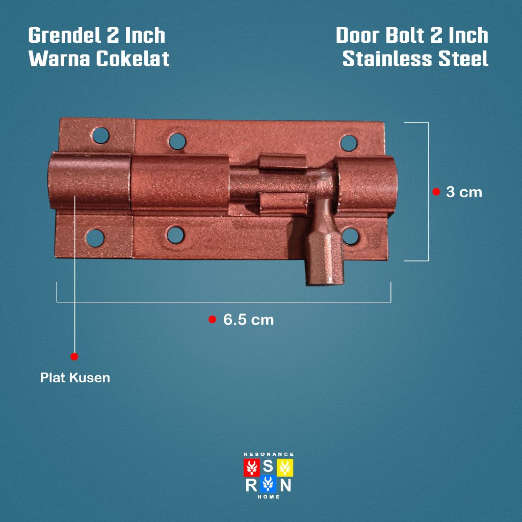 Grendel 2 Inch Coklat / Slot Pintu Stainless Resonance Home