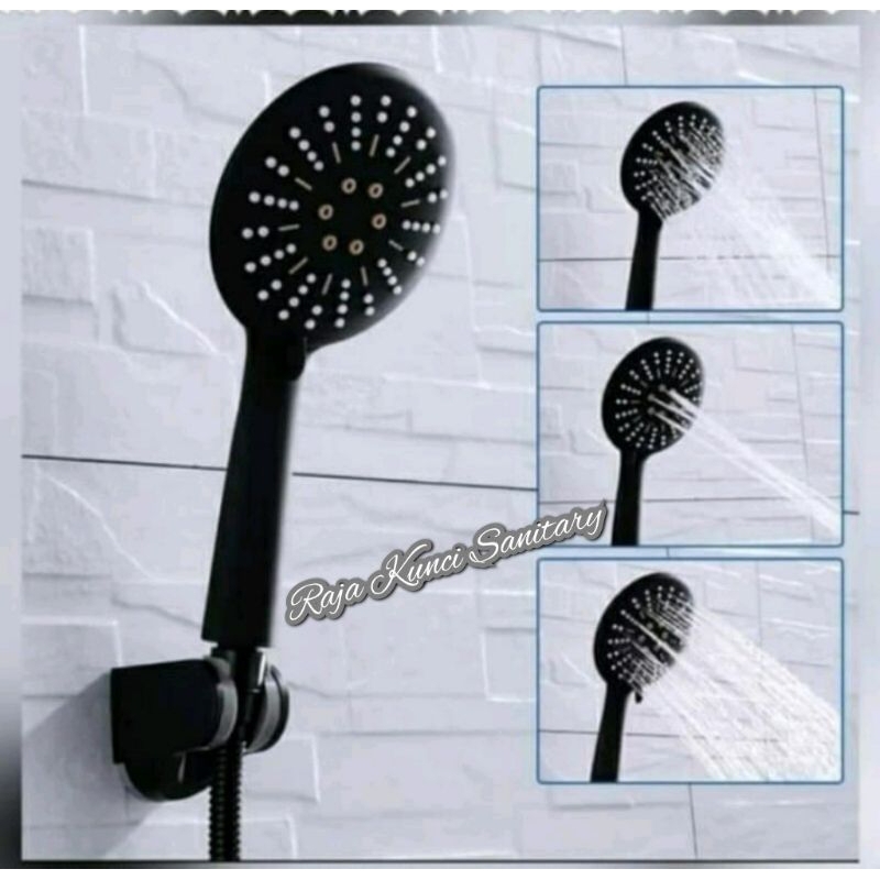 Hand Shower Set Hitam Black/Hand Shower + Kran Hitam/Black/ABS Series