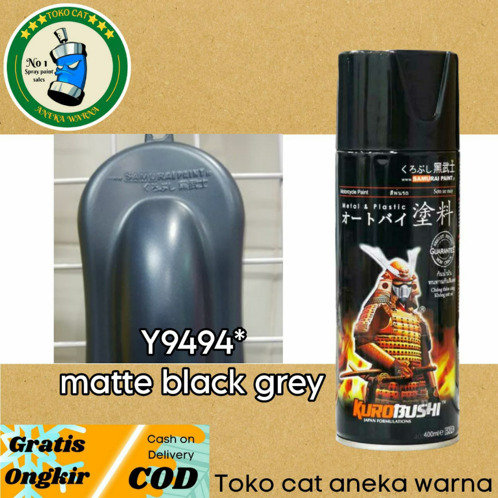 SAMURAI PAINT Y9494* MATTE BLACK GREY 400ML CAT SEMPROT SPRAY PAINT PILOX PILOK