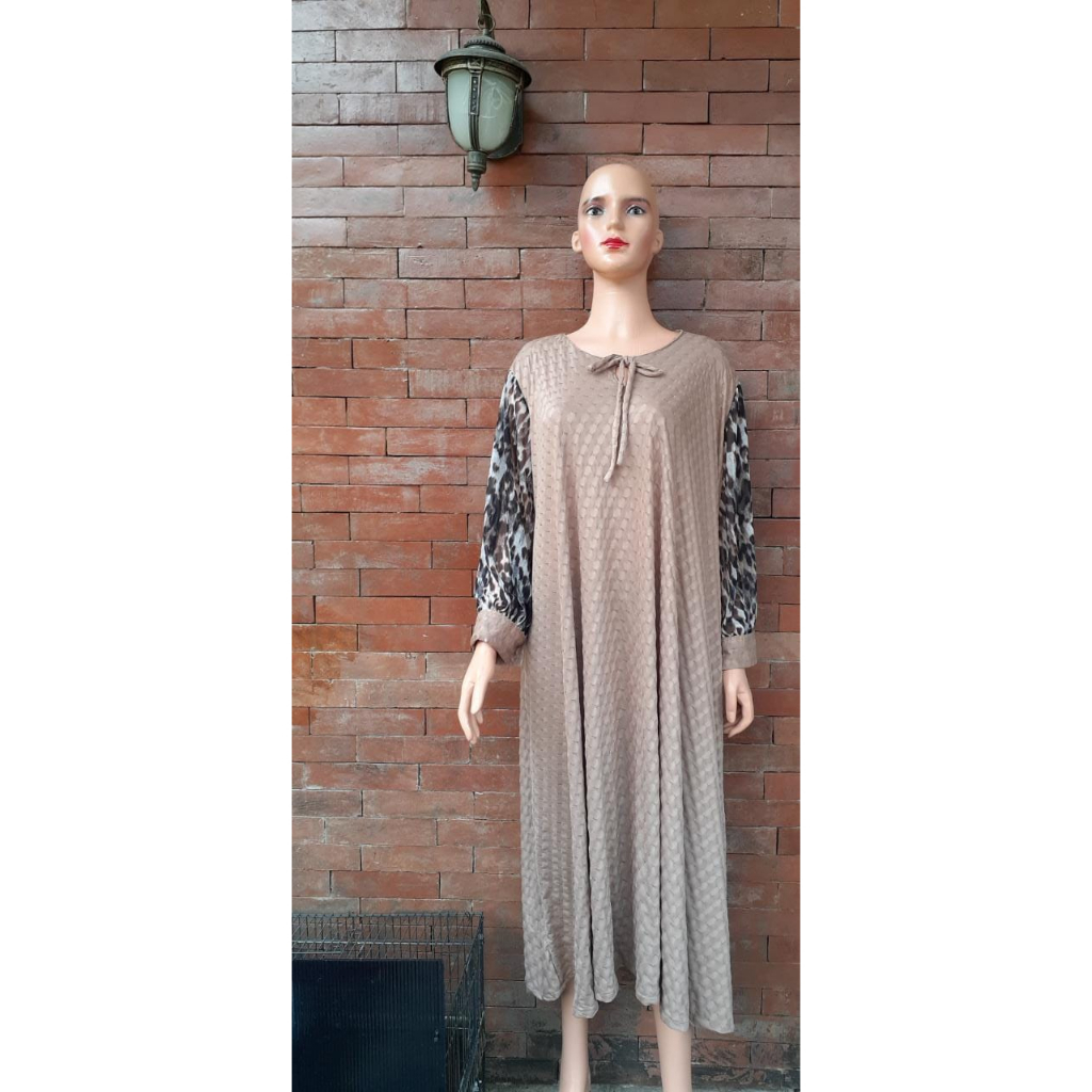 Gamis wanita dewasa batik Cokelat susu