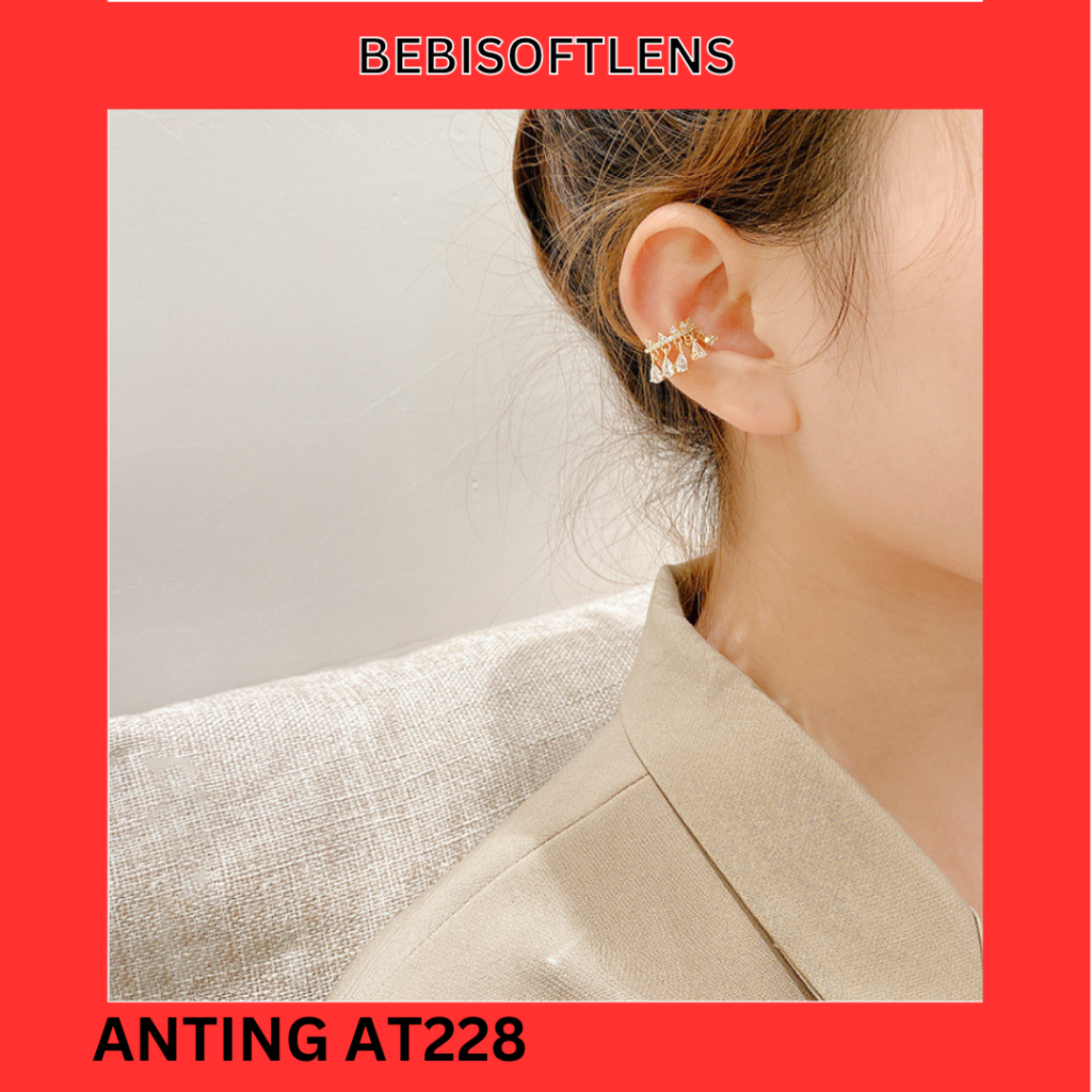 Anting Jepit AT228 Tembaga Lapis S925 , Unik Lucu Keren Fashion Wanita Elegant  /Deluna/ BB