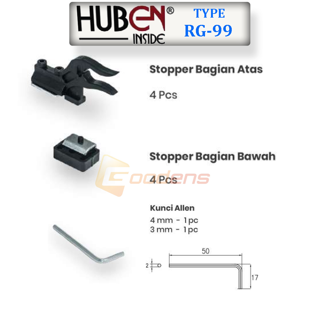 Huben RG-99 Roda Gantung Pintu Geser 2 Pintu