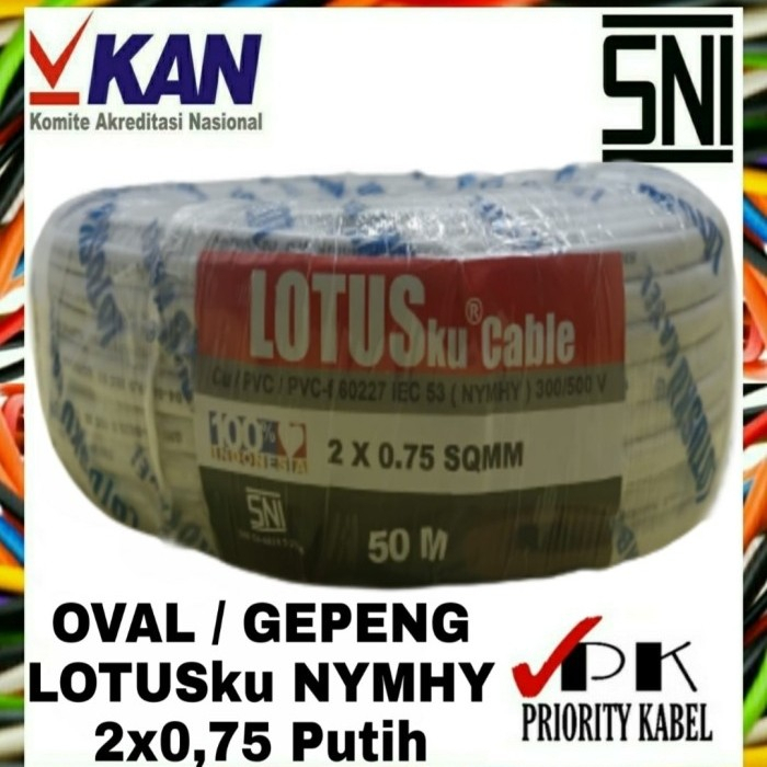 Kabel LOTUSku Oval Gepeng NYMHY 2x0,75 2x0.75 50 meter (50M) LOTUS