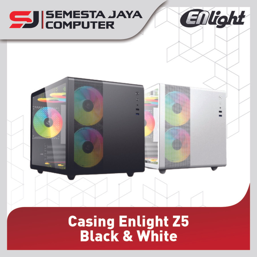 Casing Enlight Z5 - microATX Gaming Case Enlight Z5 - Hitam &amp; Putih - Putih