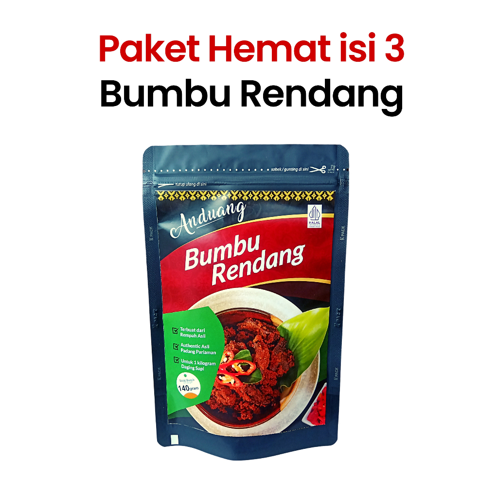 

Paket Hemat Bumbu Rendang Anduang 140 gram isi 3 pcs