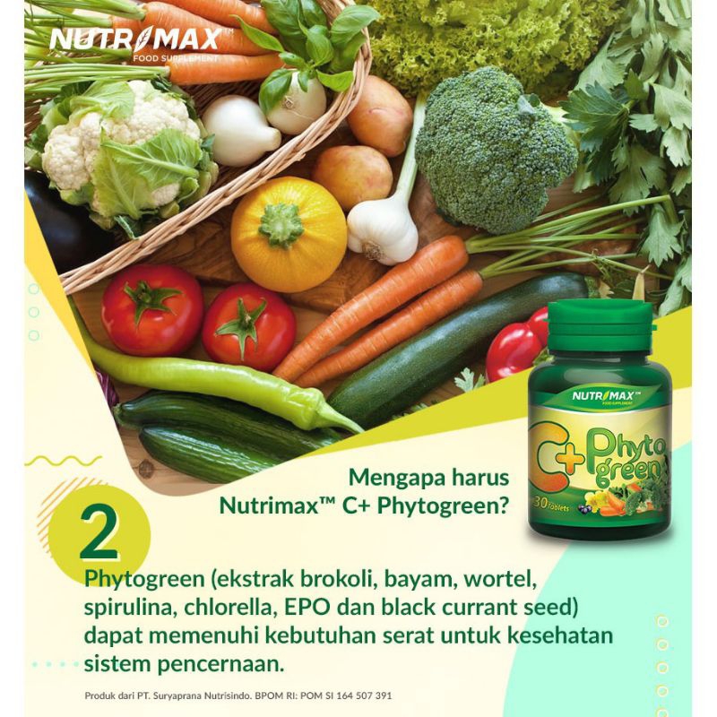 NUTRIMAX FOOD SUPPLEMENT C+ PHYTO GREEN ISI 30 KAPSUL