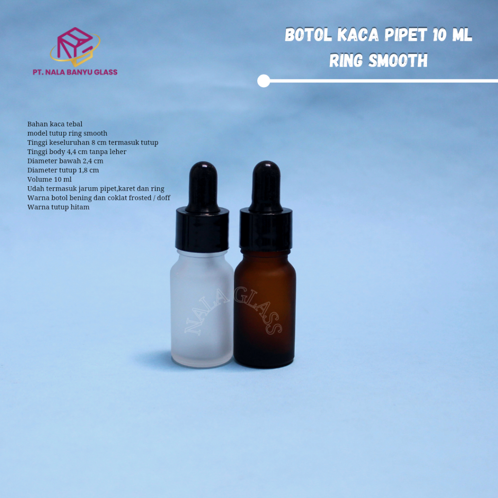 BOTOL PIPET 10ML KACA TEBAL FROSTED/BOTOL SERUM 10ML RING HITAM SMOOTH