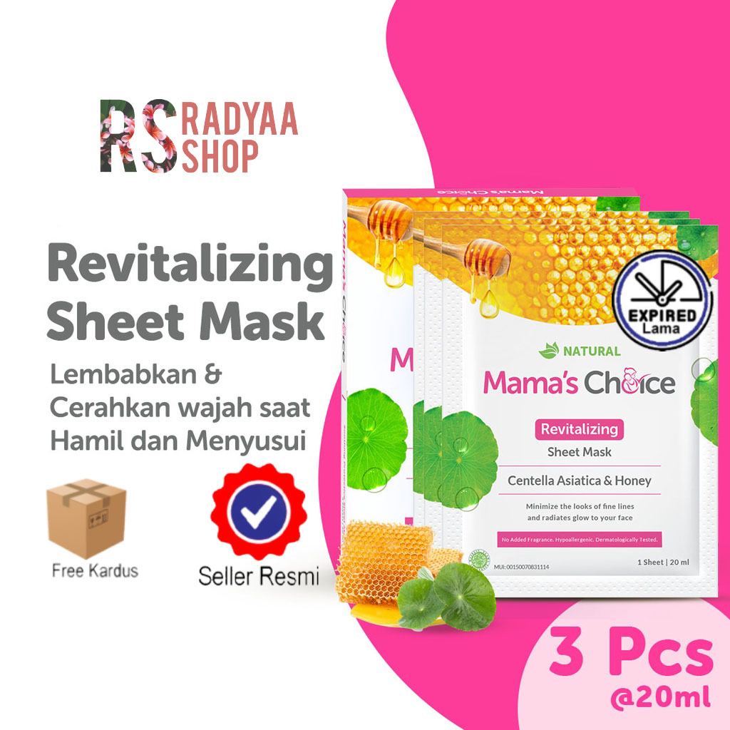 Masker Bumil &amp; Busui | Mama's Choice Sheet Mask Revitalizing (3 pcs) Skincare Aman untuk Bumil dan Busui