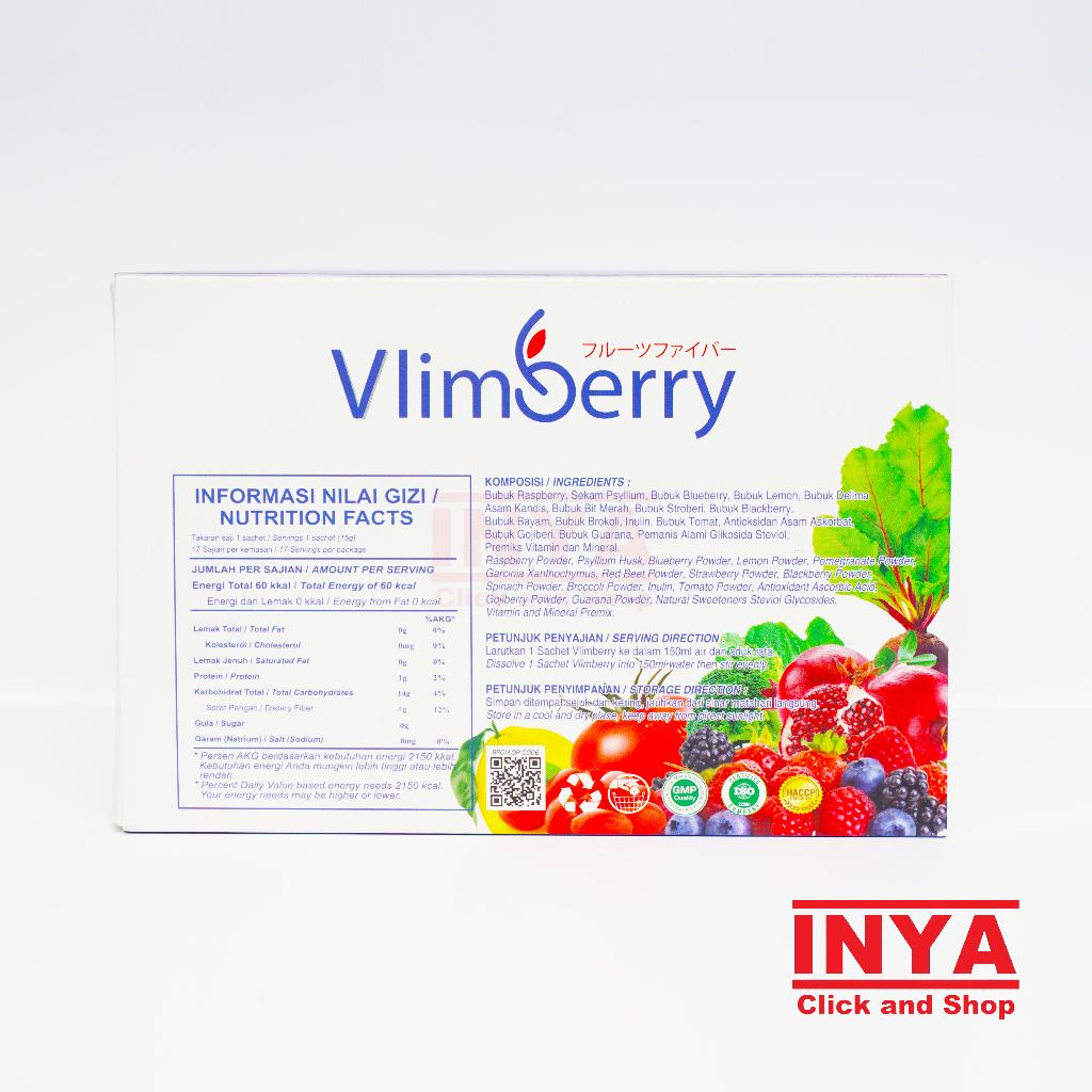 VLIMBERRY FURUTSUFAIBA MINUMAN DETOX FIBER RASA RASPBERRY 17x15gr BOX