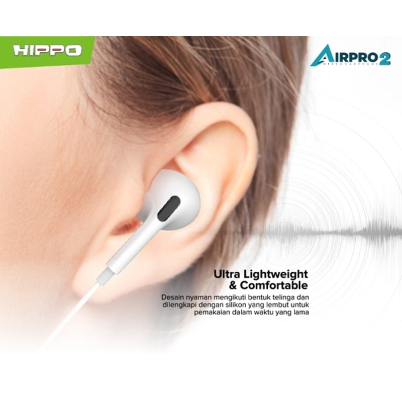 Hippo Earphone Airpro 2 Super Bass Jack 3.5mm Wired Handsfree Android Original Earbuds Headset