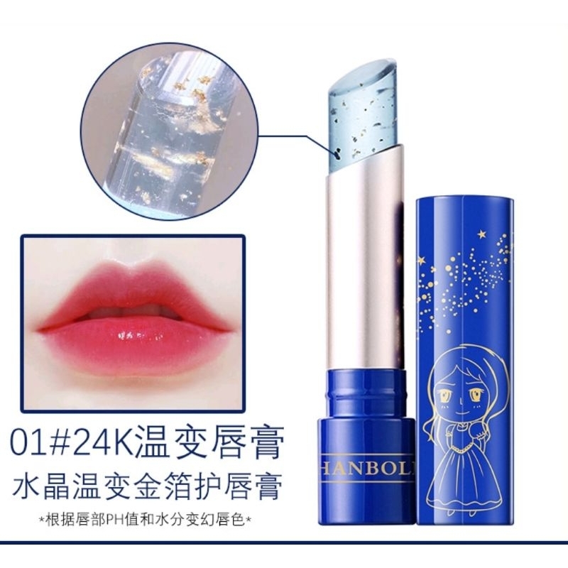 Lip Balm HANBOLI Original Rose Oil 24k Gold Lip care berubah warna pelembab bibir