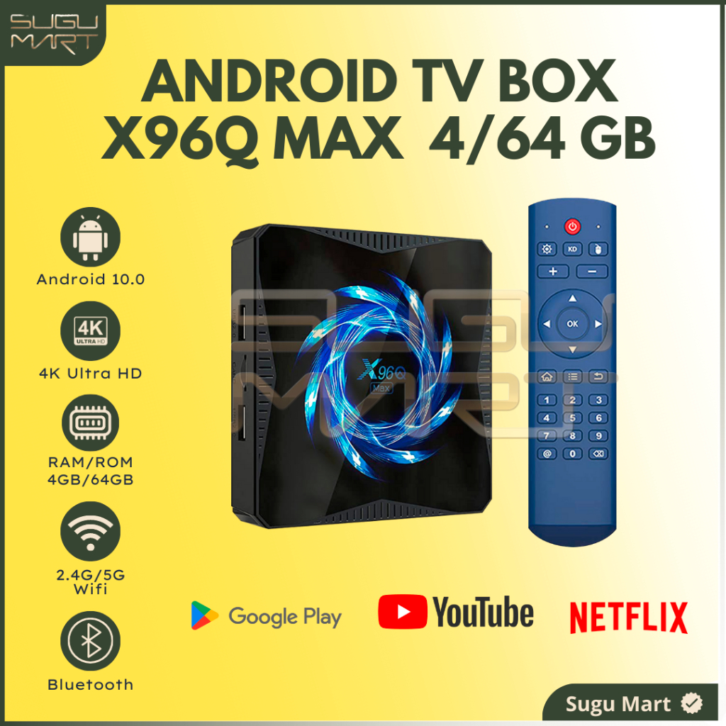 Android TV Box X96Q Max TV Box 4  64 GB Set Top Box Android Set Top Box X96q Android TV Box 4 GB