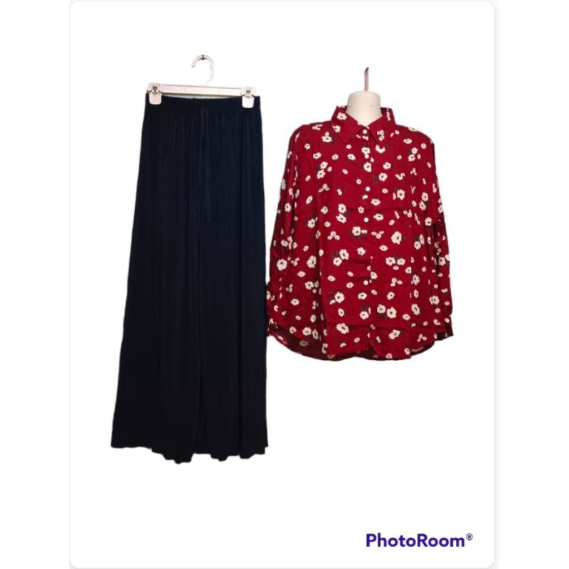 atasan kemeja miudis/one set 2 in 1 atasan rayon premium/atasan wanita/kemeja wanita bahan rayon miu