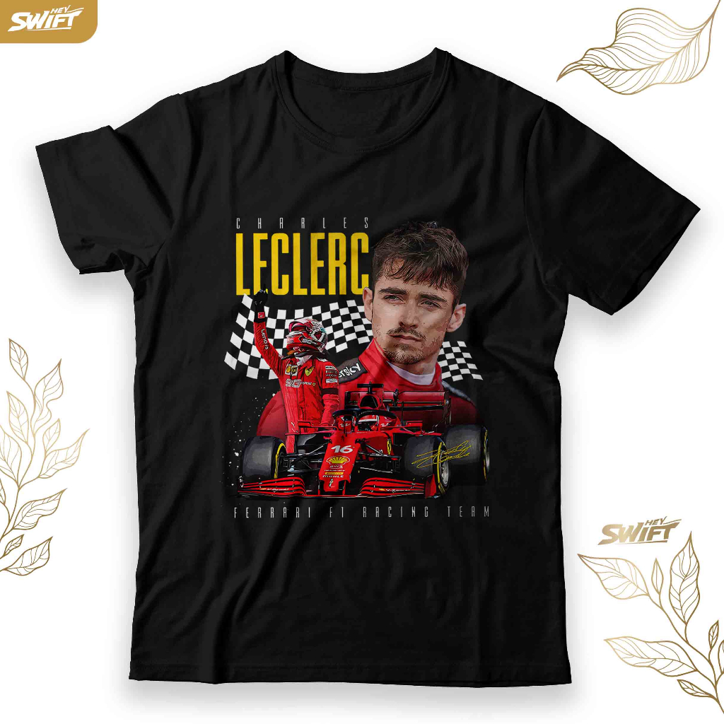KAOS Charles Leclerc Ferrari F1 driver TSHIRT BAJU DISTRO
