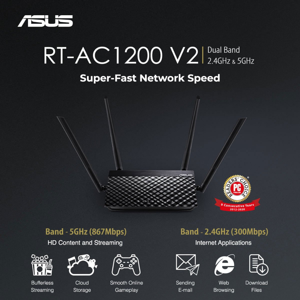 Router ASUS RT AC1200 V2 Wifi Dual Band