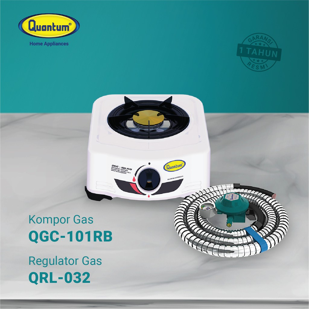 Quantum kompor 1tungku QGC 101RB putih - Paket Kompor Quantum QGC - 101 RB dan Regulator Quantum QRL 032