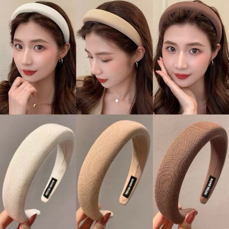 Bando Korea Bandana Besar Puspi / Bando Rambut Polos Wanita Premium Aesthetik / Korean Headband / Bando Tebal Korea Empuk / Bandana Lebar HOPYLOVY