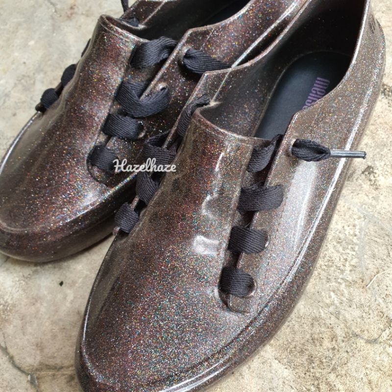 Melissa Ulitsa Black glitter slip on shoes ORIGINAL sepatu wanita jelly