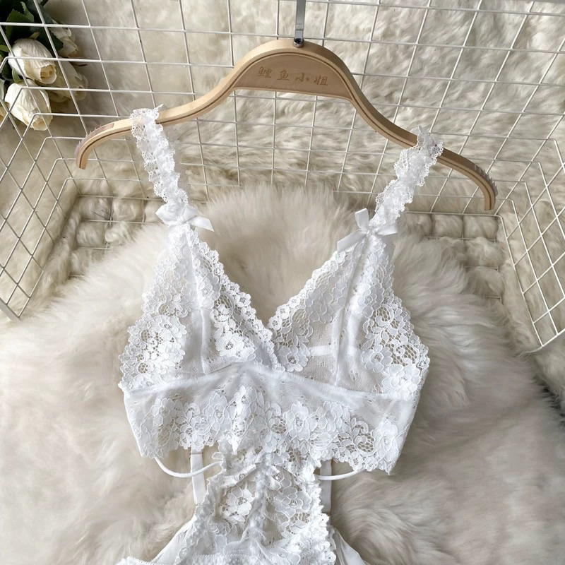 Crystal HANNAH Lingerie sexy lace baju tidur sexy lingerie wanita / Lingerie bodysuits open crotch baju tidur sexy lingerie 179